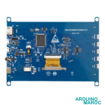 Image d'un afficheur LCD 7 pouces avec écran tactile capacitif pour Raspberry Pi et support.