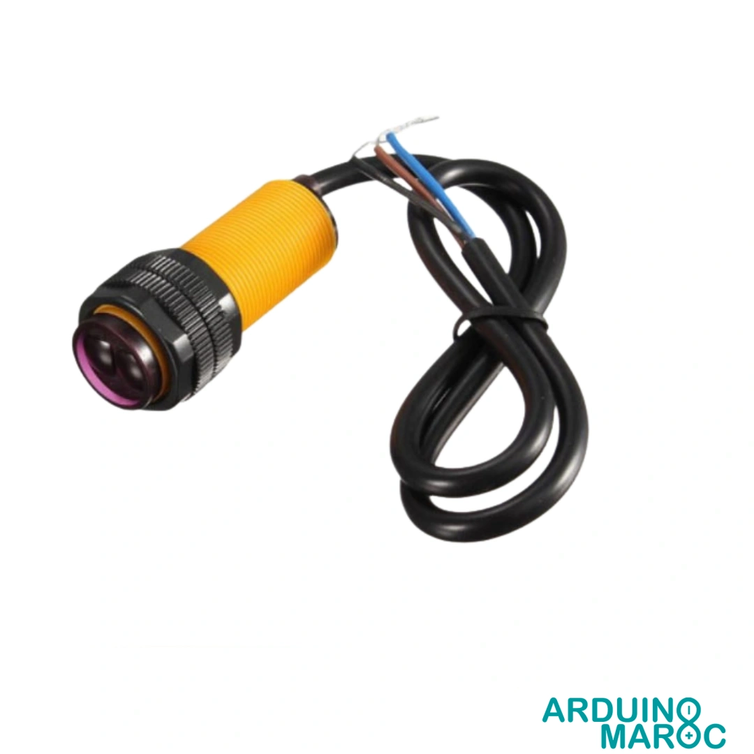 e18-d80nk.webp Capteur infrarouge E18-D80NK détection 3 à 80 cm – Image 1